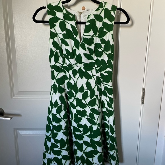 kate spade green leaf dress Monstera Leaves Poplin Bow Dress